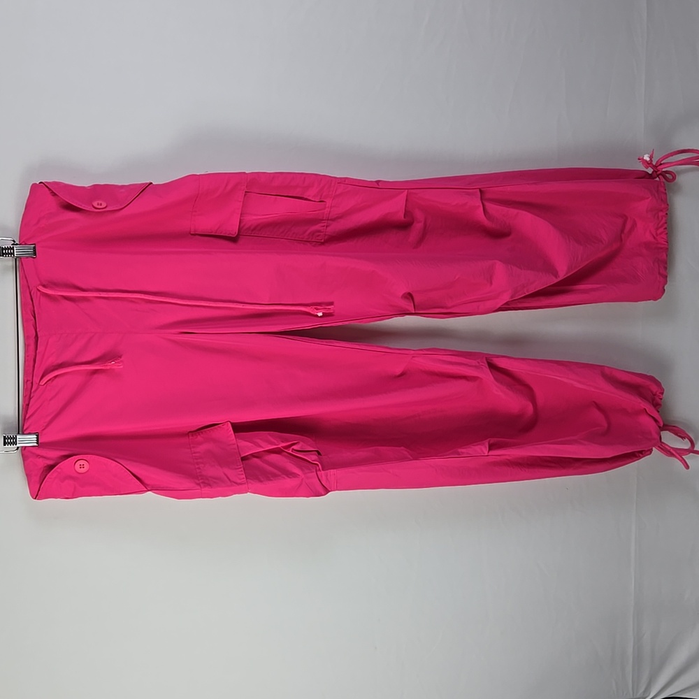 Solado Pink Drawstring Waist Pocket Patched Parachute Pants Sz S